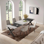 Consolle allungabile, 58 fino 302x90x73cm, Per 14 persone, Gambe in legno, grigio cemento RF2823