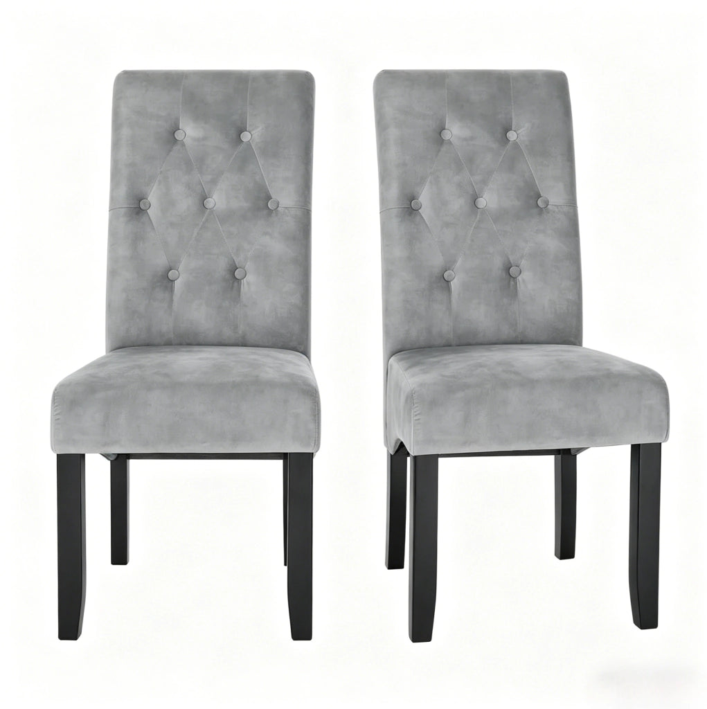 Set di 2 sedie da pranzo in velluto grigio chiaro