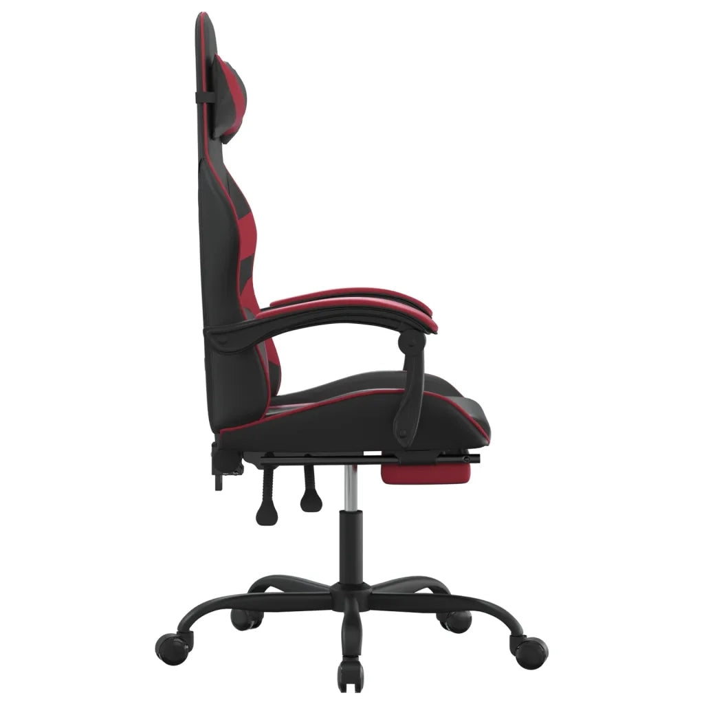 Sedia da Gaming con Poggiapiedi Nero e Rosso Vino in Similpelle cod mxl 68100