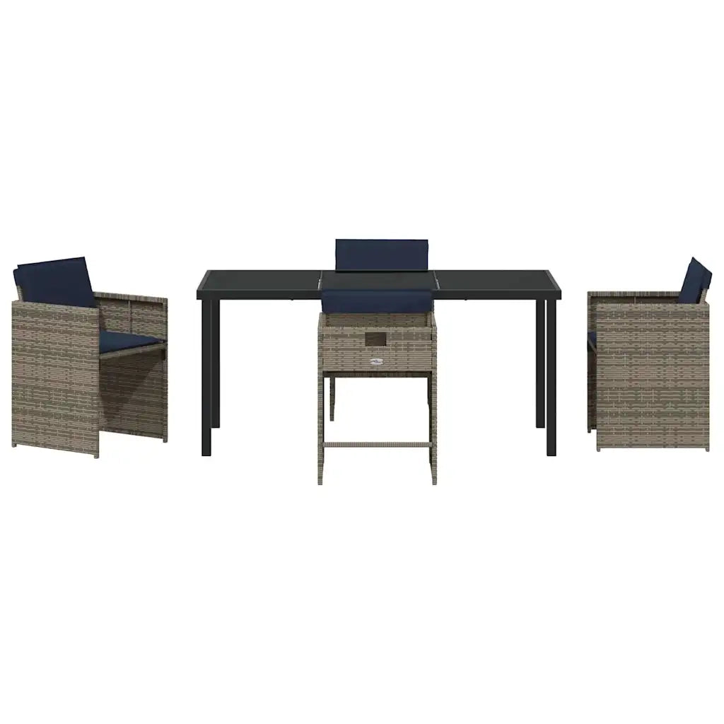 Set da Pranzo per Giardino con cuscino 5 pcs Grigio polyrattan 3380002