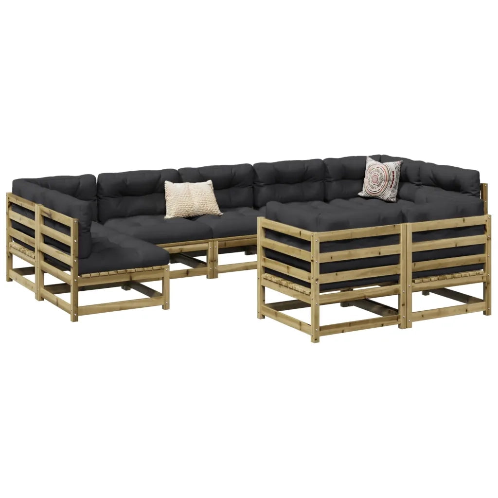 Set Divani da Giardino 9 pz in Legno Impregnato di Pino