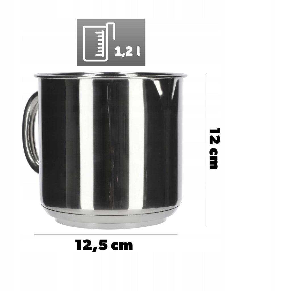 Pentola in acciaio inox KADAX per bollire il latte, 1,2 l, con coperchio, adatta a piani cottura a induzione e gas.