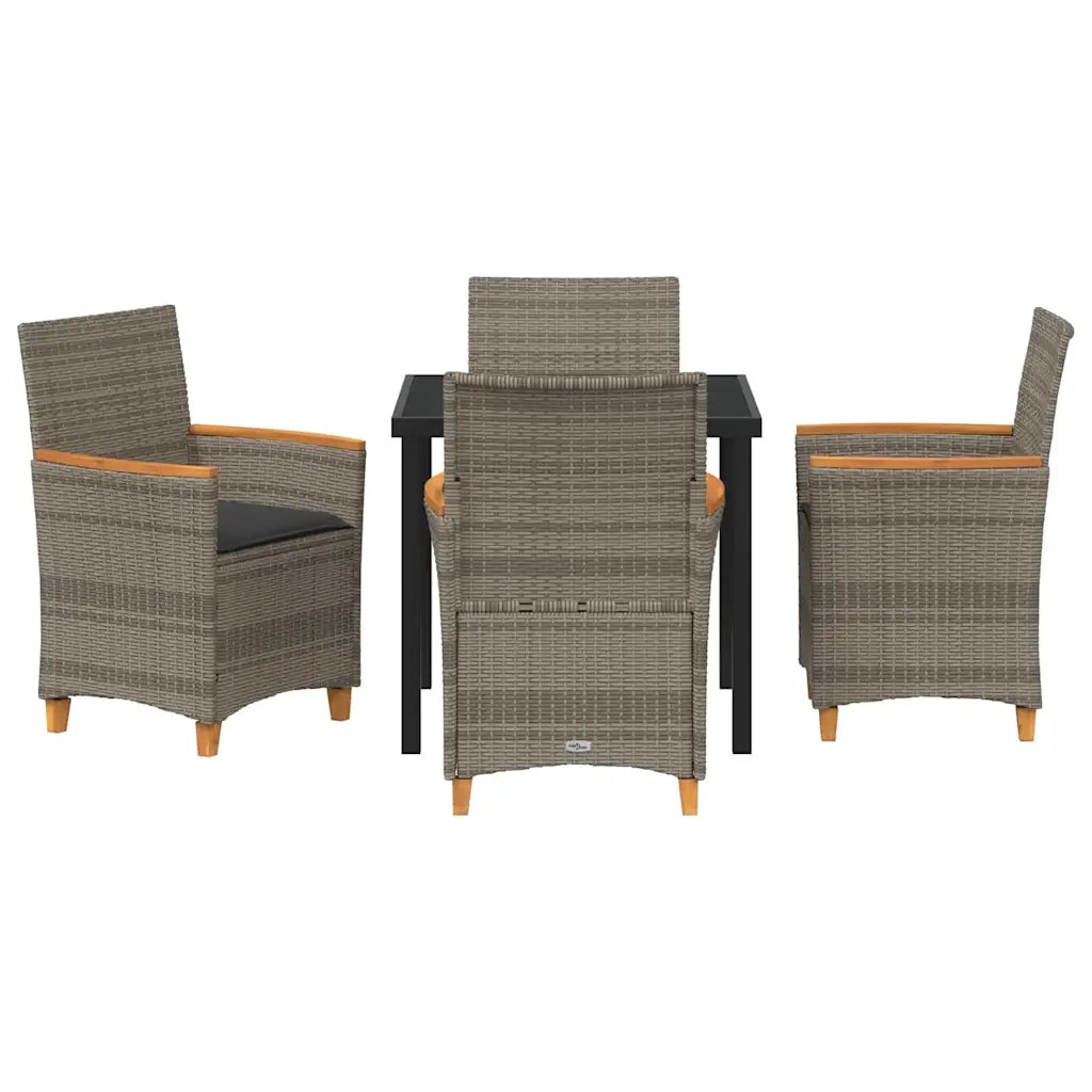 Set da Pranzo per Giardino 5 pcs Grigio polyrattan 3381094