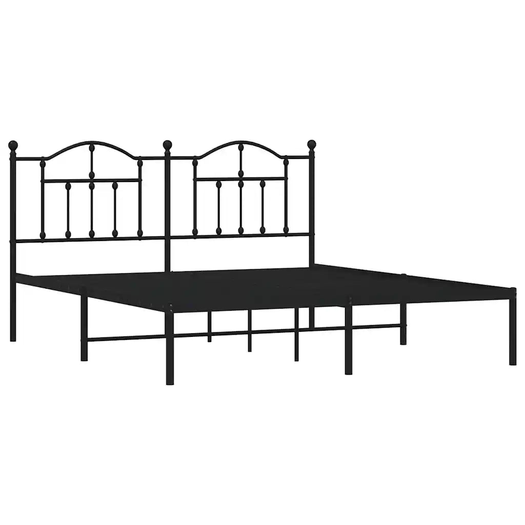 Giroletto con Testiera-Struttura Letto con testiera in Metallo Nero 183x213 cm 837366