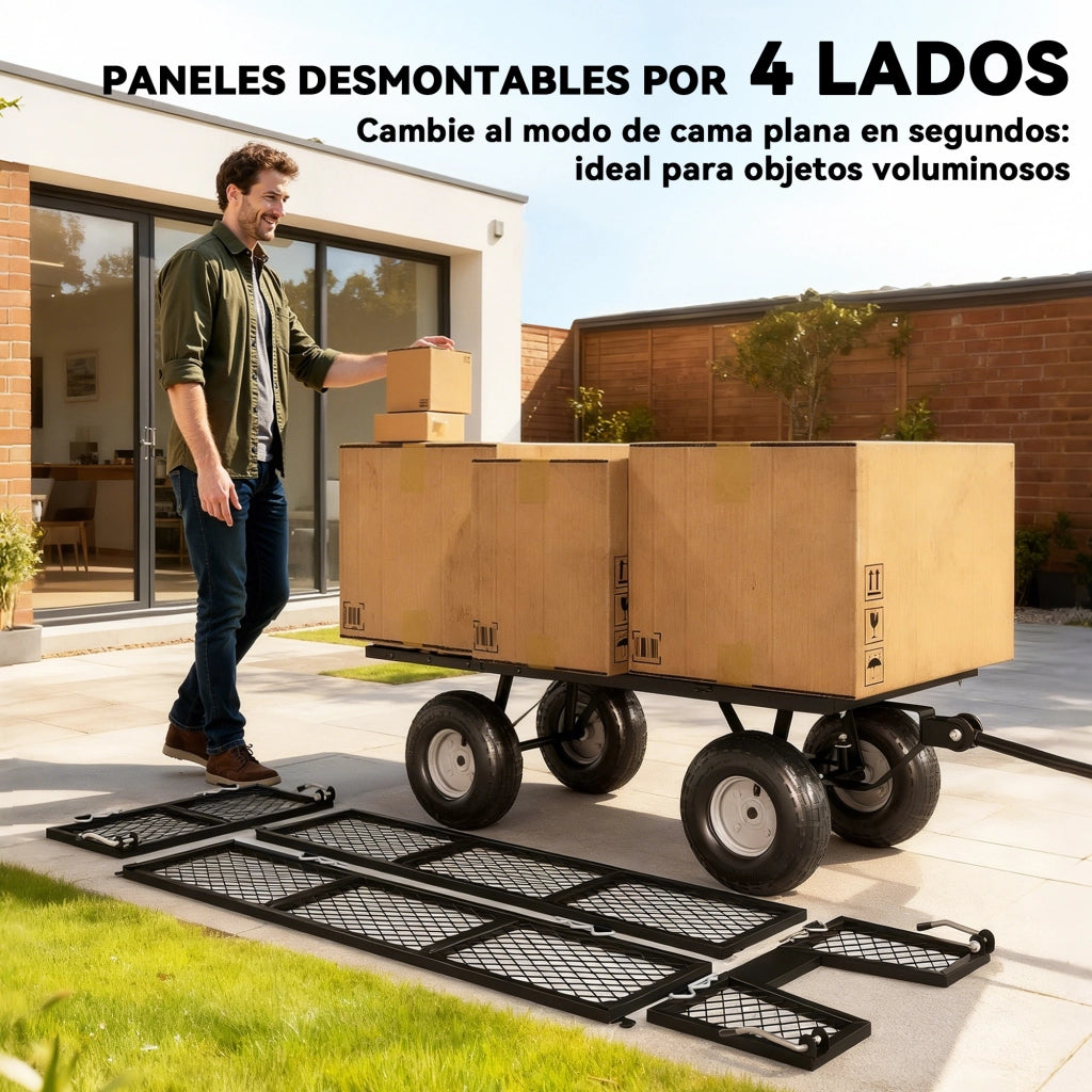 Carrello da Giardino con Ruote ¨C zephmum ¨C Nero 105x51x54 cm