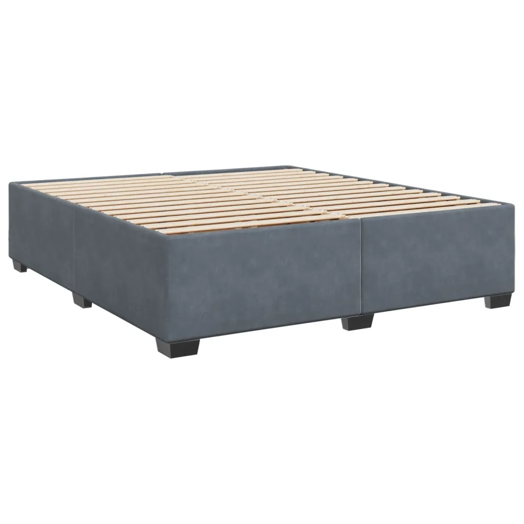 Giroletto a Molle con Materasso Grigio Scuro 180x200 cm Velluto