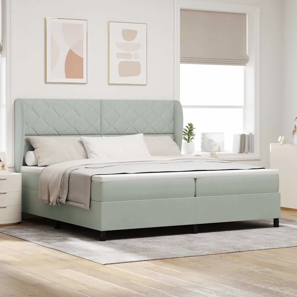 Letto a molle Grigio chiaro 200 x 200 cm Poliestere 3341000