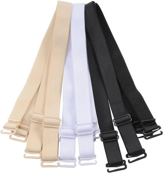 3 set di fascette per reggiseno adattabili, elastiche e rimovibili, nero bianco beige, comode e alla moda