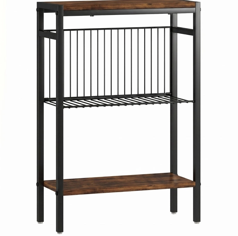 Tavolino con 3 ripiani 43 x 18 x 62;5 cm marrone rustico