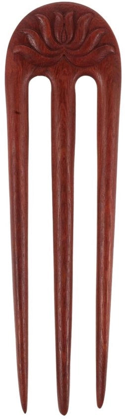 Accessori per capelli in legno - Stile unico - Rosso scuro - Spilla per capelli - 15 cm