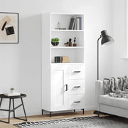 Credenza-Buffet-Armadio da cucina Bianca 69,5x34x180 cm in Legno Multistrato 350524