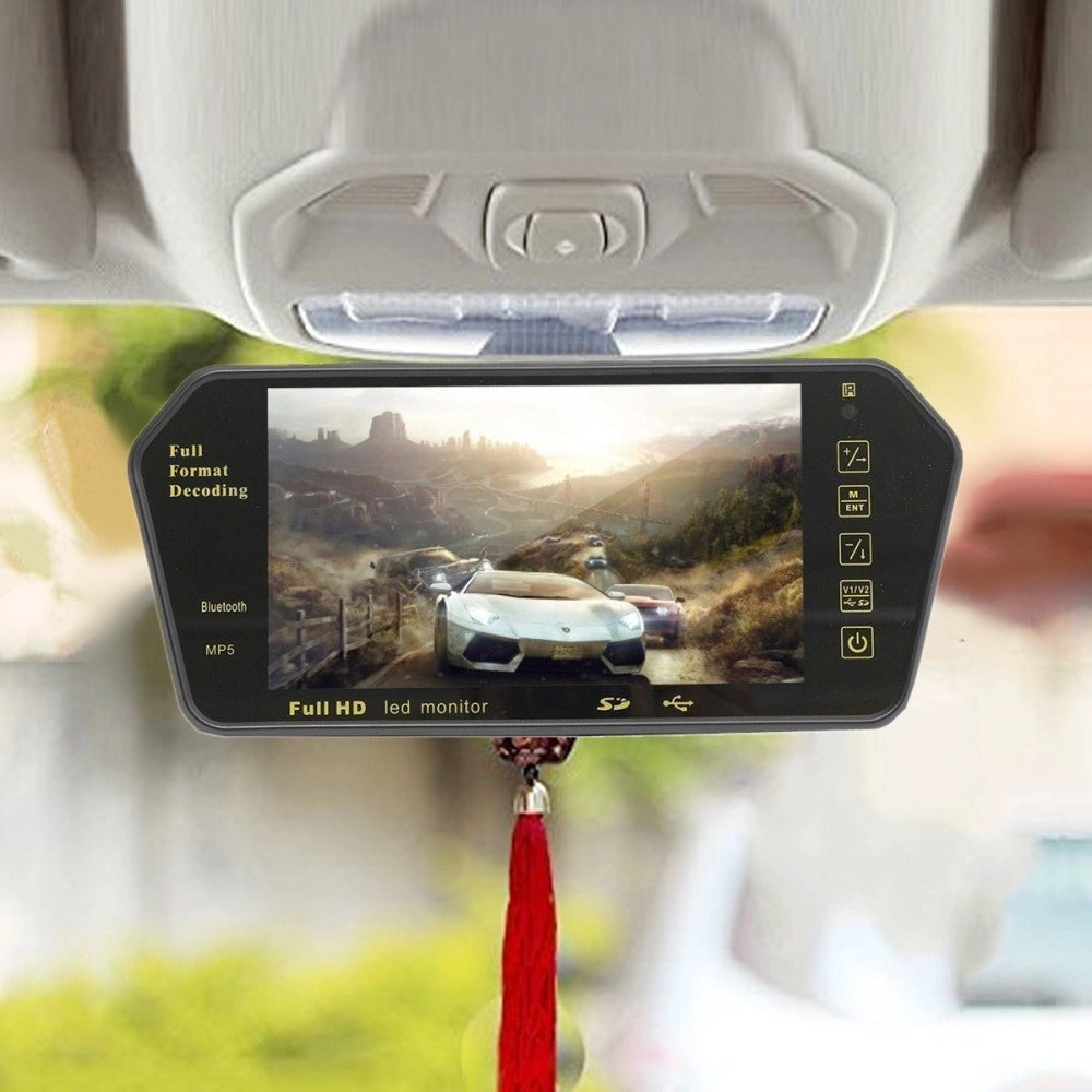 Trade Shop - Specchietto Retrovisore Monitor 7'' Bluetooth Usb Sd Tft Mp5 Camera Auto -