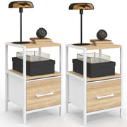 IDMarket - Set di 2 comodini UTAH, 1 cassetto e 1 nicchia, legno e bianco