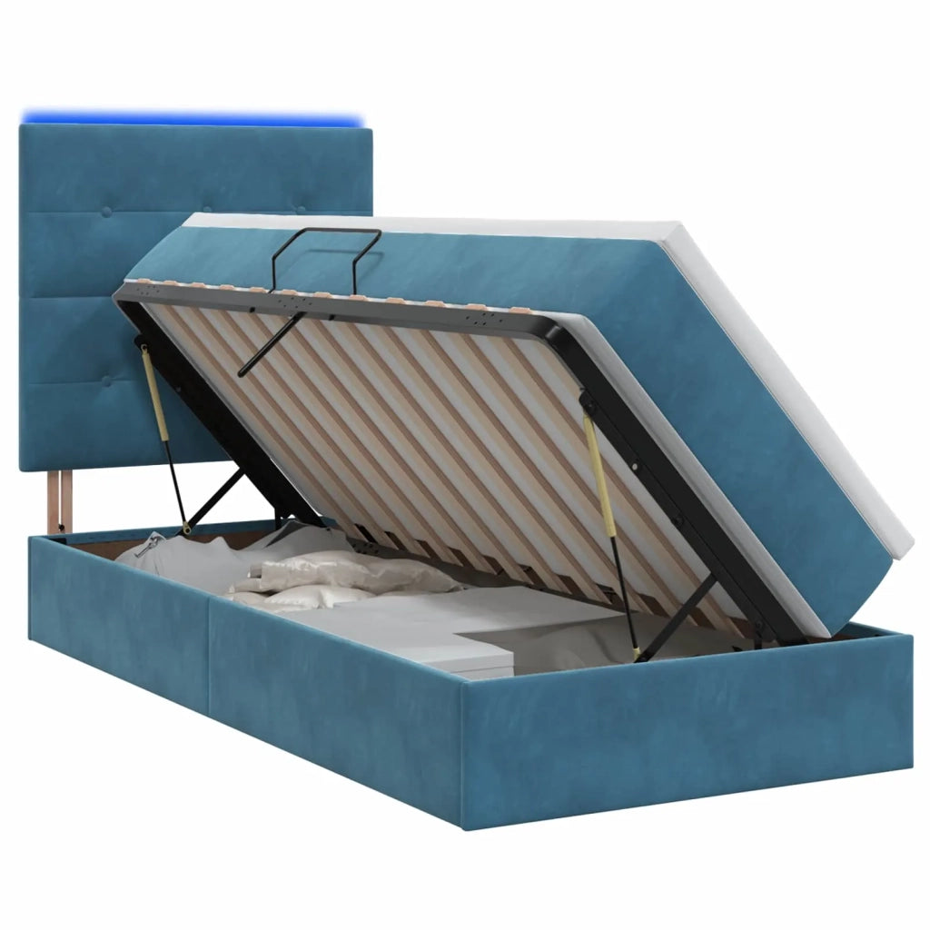 Letto con contenitore LED e materasso Blu Scuro 90 x 190 cm 3460102
