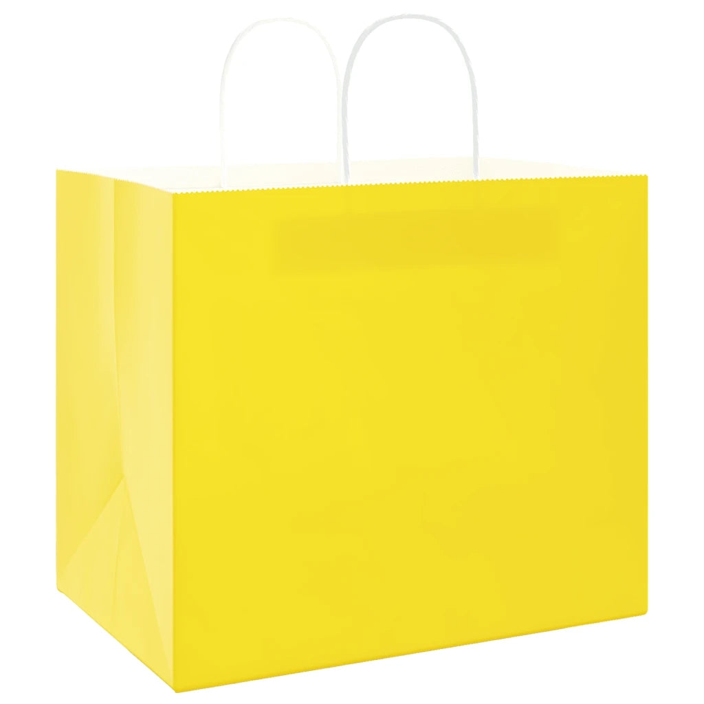 Sacchetti di Carta 50 pz con Manici Gialli 32x22x28 cm