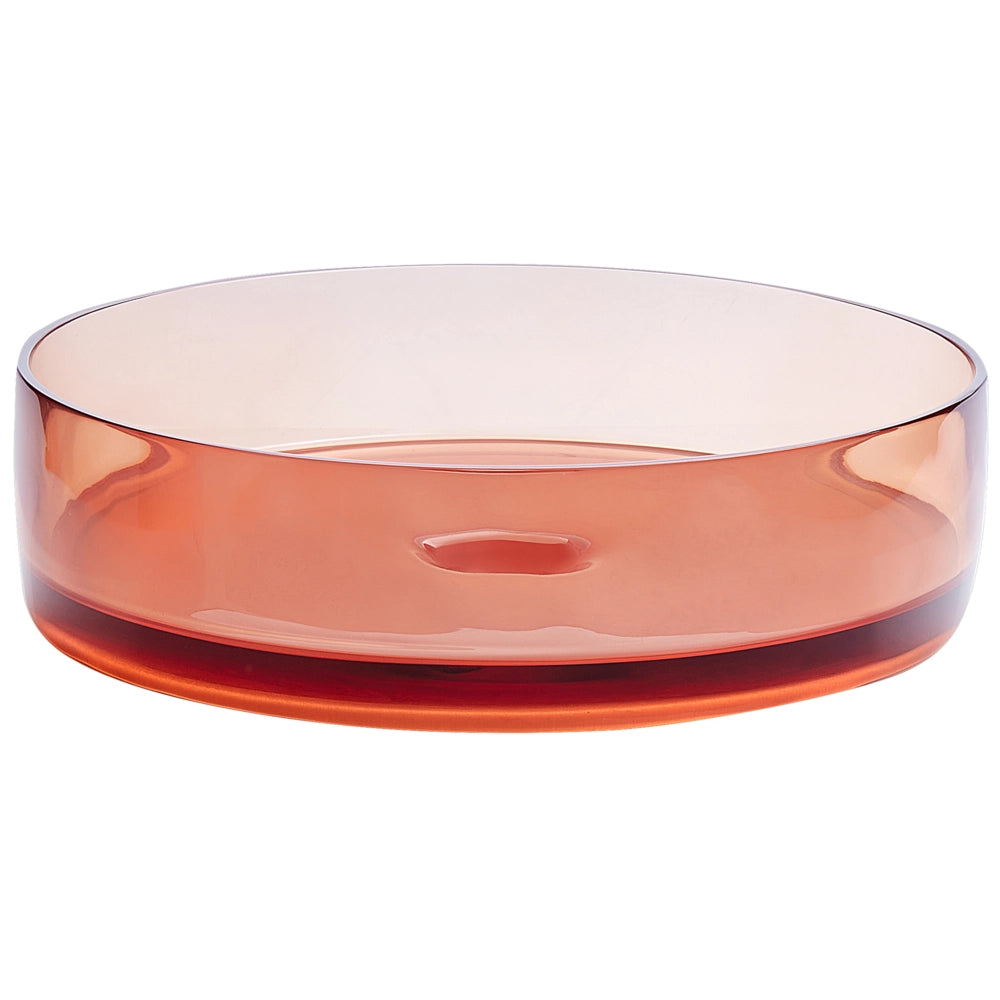 Lavandino da appoggio Rosso Superficie solida 360 mm Lavandino da bagno rotondo semitrasparente