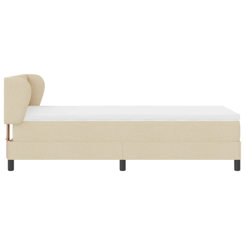 Letto a Box con Materasso Crema 90x200 cm Tessuto