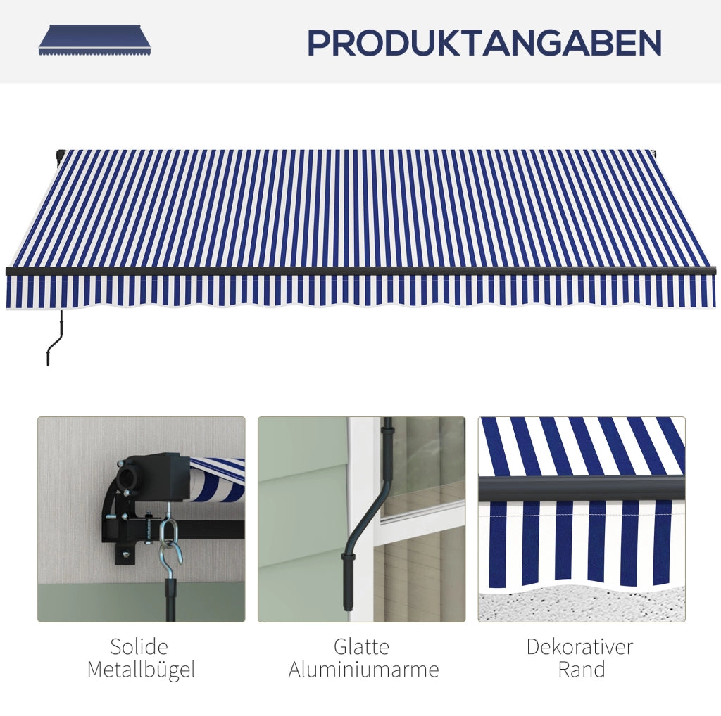 Tenda da sole avvolgibile a parete 396 x 300 cm blu