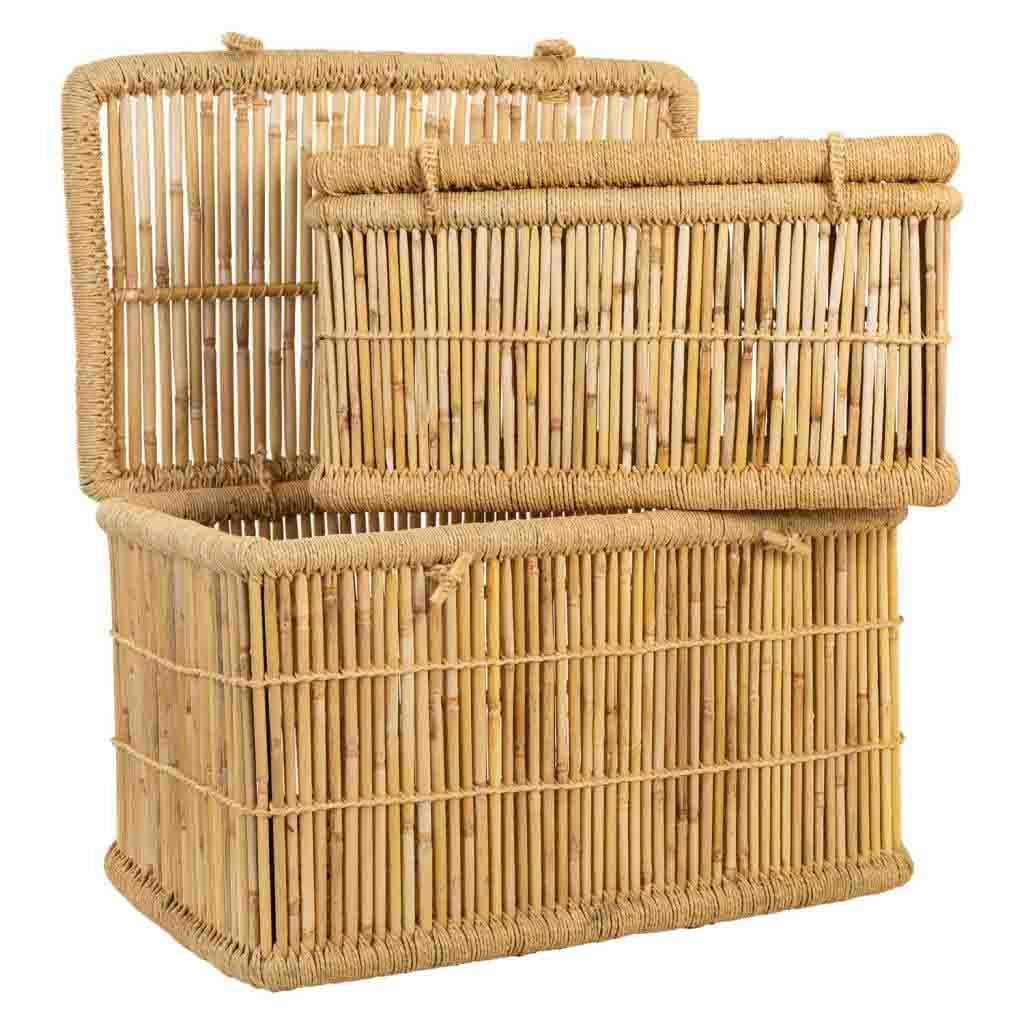 Set di 2 cesti portabiancheria in bambù 75x52x40