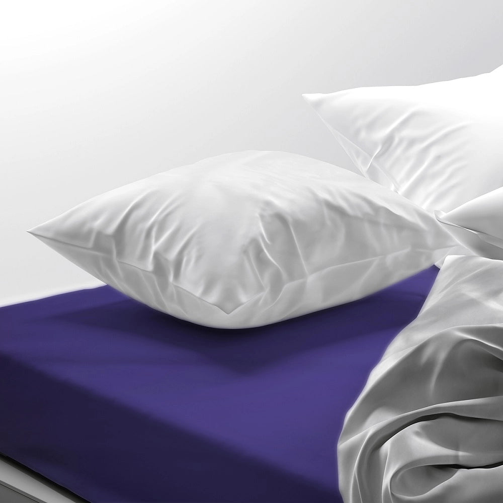 Lenzuolo letto sotto con angoli 100% puro cotone Made in Italy tinta unita Prugna - 1 Piazza e mezza