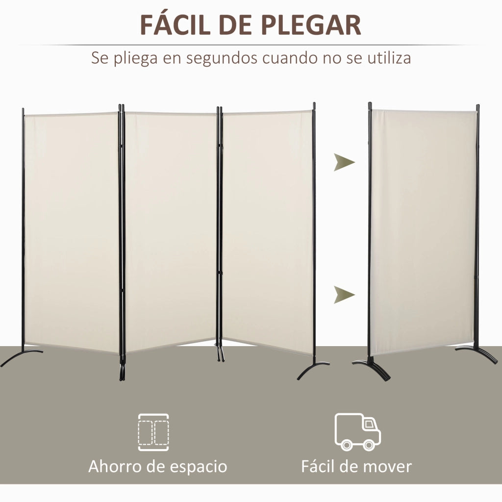 Biombo ¨C zephmum ¨C 3 pannelli 182x253 cm beige metallo