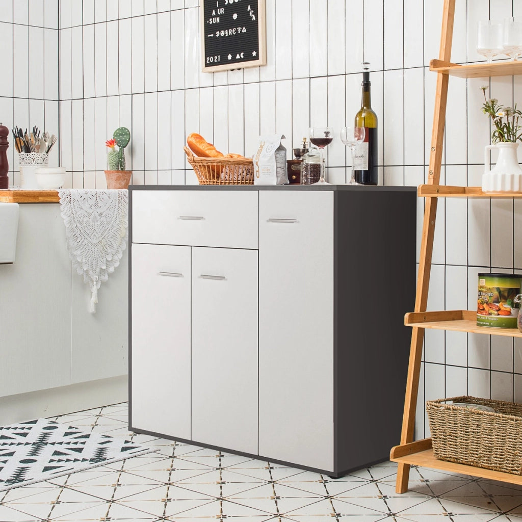 Mobile credenza moderno con cassetto 3 ante ripiano regolabile-Armadietto per cucina sala da pranzo 88x40x80cm