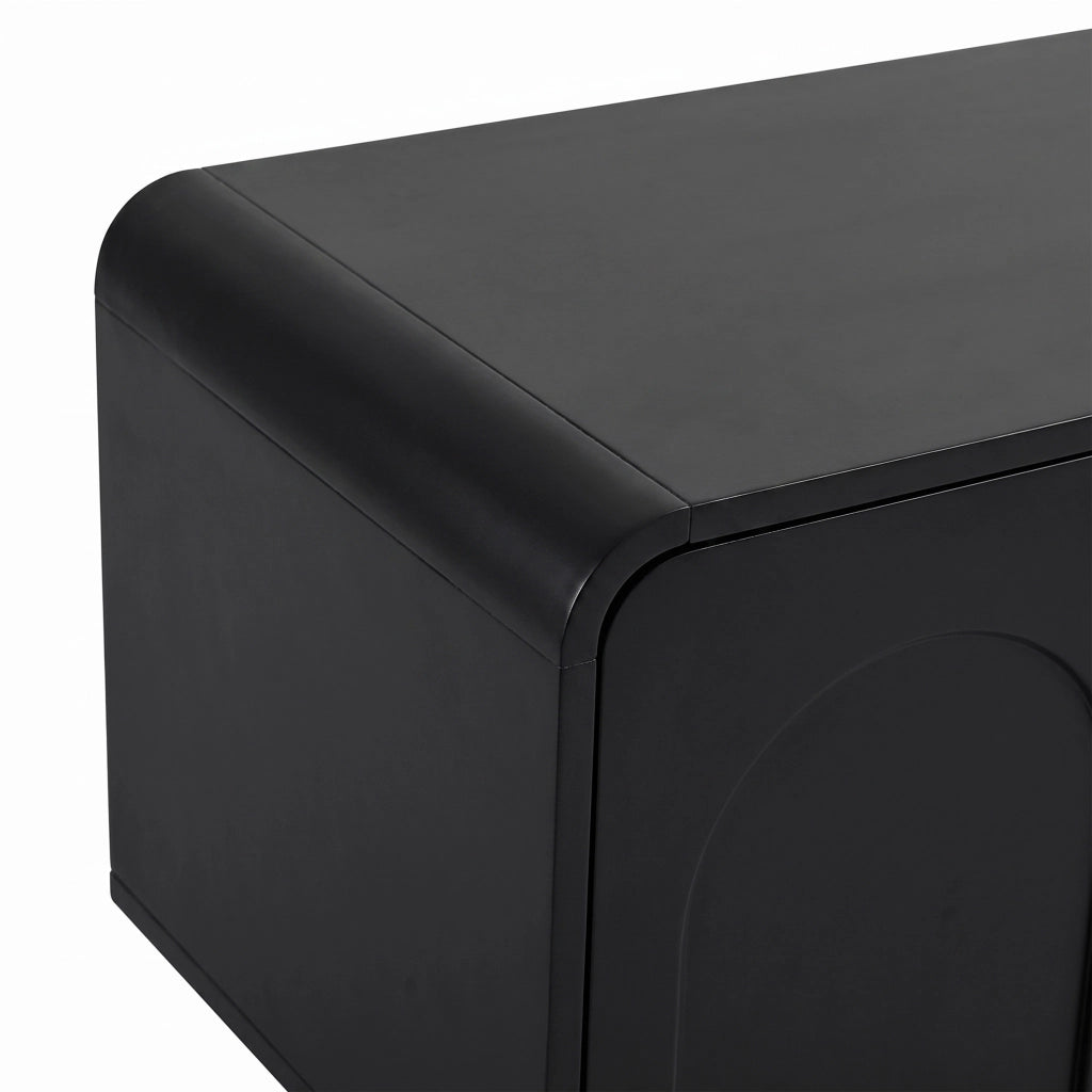 Mobile TV 180x40x46 cm con ante e cassetti; MDF e truciolare nero