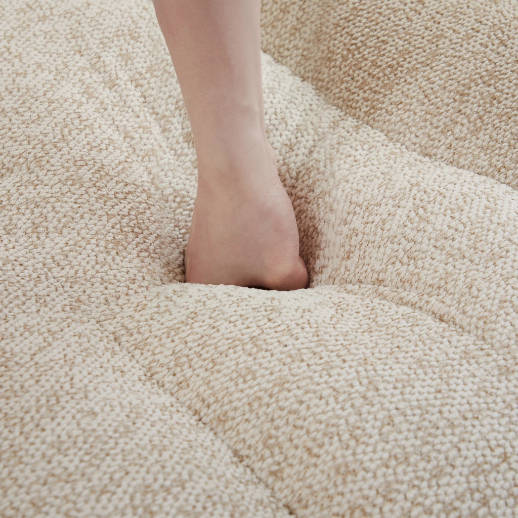 Pouf modulare in Granular Fleece beige e bianco, senza montaggio, per soggiorno