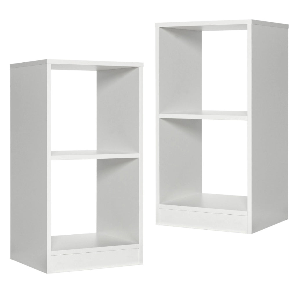 Set di librerie a 2 pezzi con dispositivo antiribaltamento, Organizzatore per dischi in vinile Bianco-Librerie