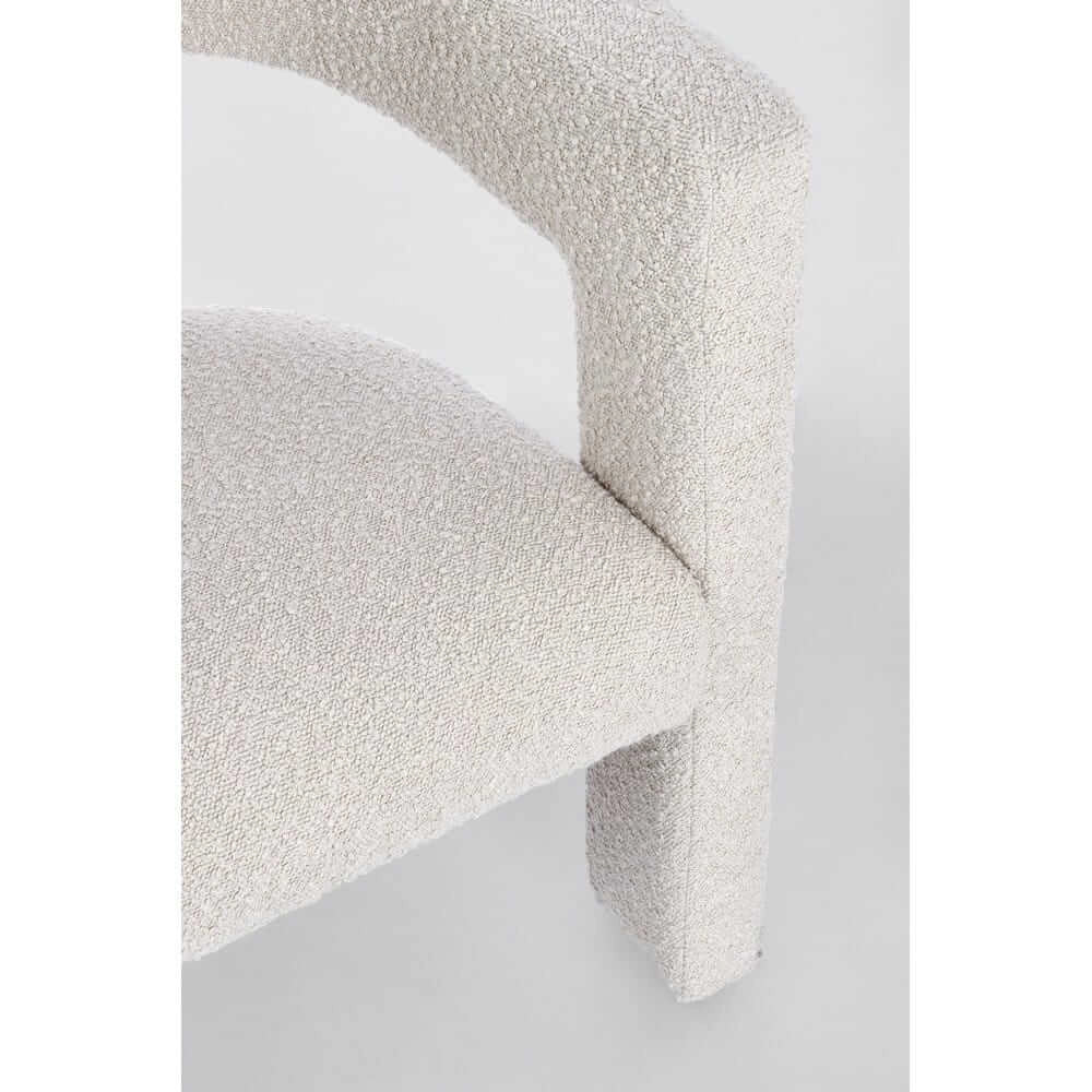 Sedia con Braccioli Imbottita in Tessuto Bouclé Avorio - ISABELLA