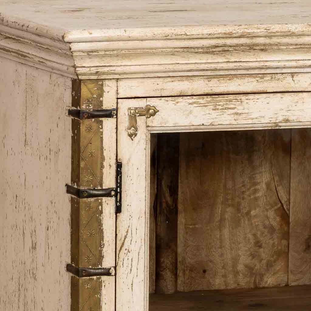 Credenza artigianale in legno bianco, 170x40x90h cm