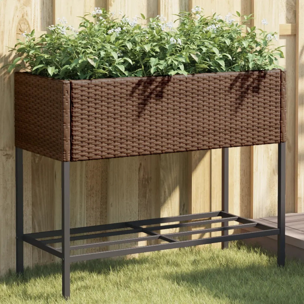 Fioriere Giardino con Ripiani 2pz Marroni 90x40x75cm Polyrattan 3210508