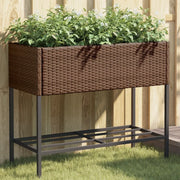 Fioriere Giardino con Ripiani 2pz Marroni 90x40x75cm Polyrattan 3210508