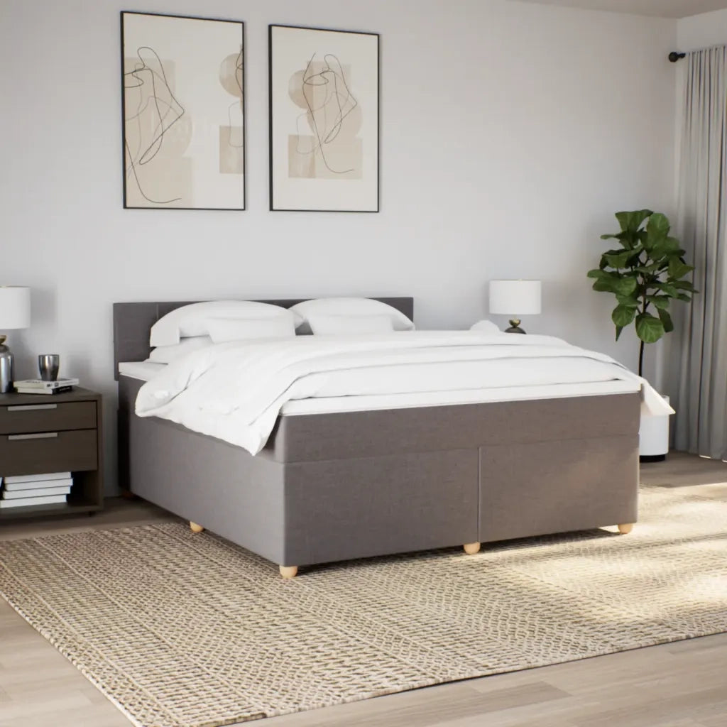 vidaXL Giroletto a Molle con Materasso Tortora 180x200 cm in Tessuto