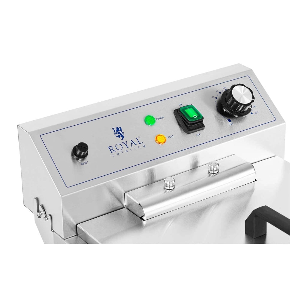 Friggitrice elettrica da 13 litri 5000 watt rubinetto di scarico zona fredda su mobile professionale in acciaio inox 14_0003985