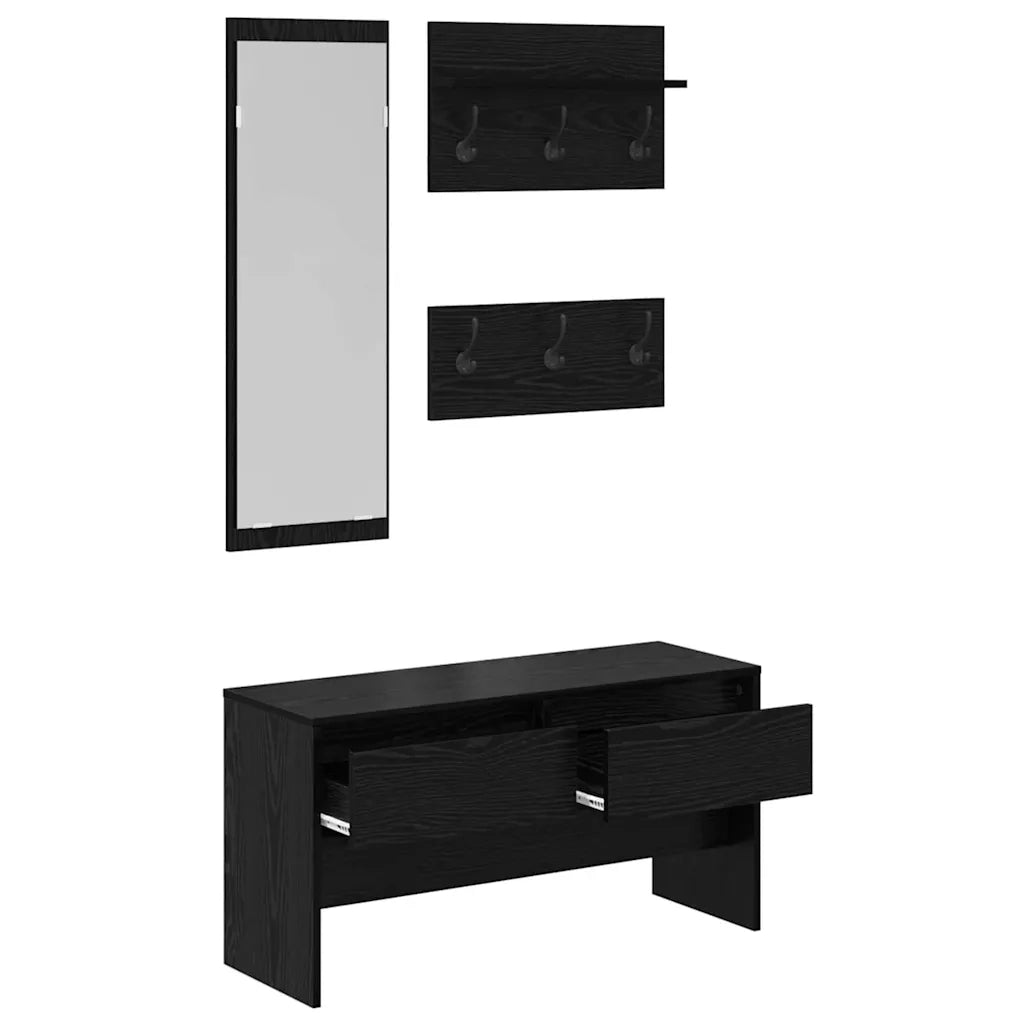 Set mobili da ingresso 4 pcs Rovere Nero Legno multistrato 871529