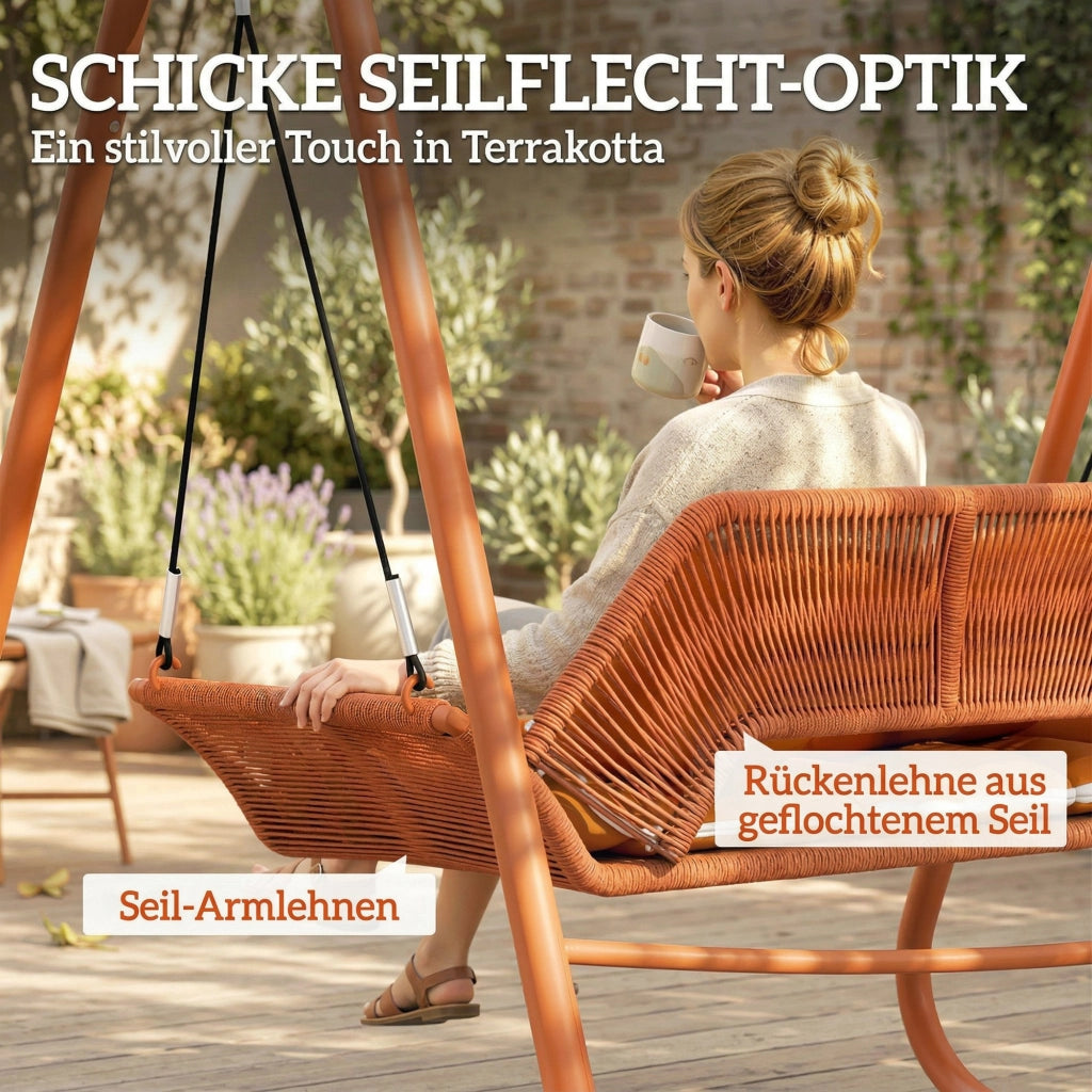 Altalena da giardino con cuscini ¨C zephmum ¨C terracotta, metallo, 174x120x162 cm