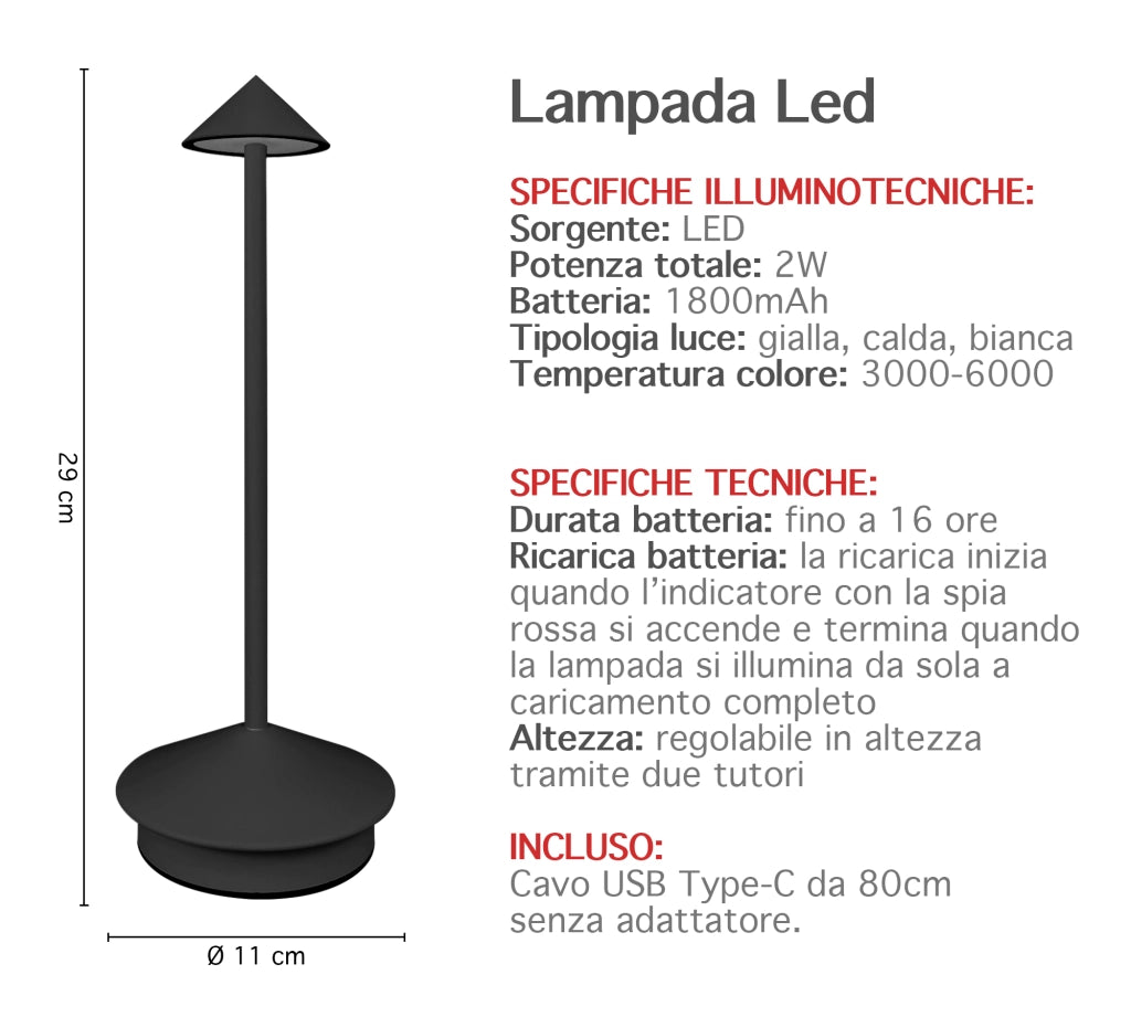 Coppia Di Lampada Da Tavolo LED Set 2 Pezzi Design Moderno Senza Fili Ricaricabile Controllo Touch Selezione Colore Intensità Dimmerabile Altezza Regolabile Con Adattatore Per Bottiglia 3000/4500/600K  2Pz-Arrow-Nero