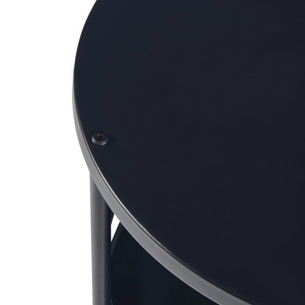 Carrello Portavivande Munkedal con 3 Ripiani Rotondi 75 x 45 cm Metallo Nero [en.casa]