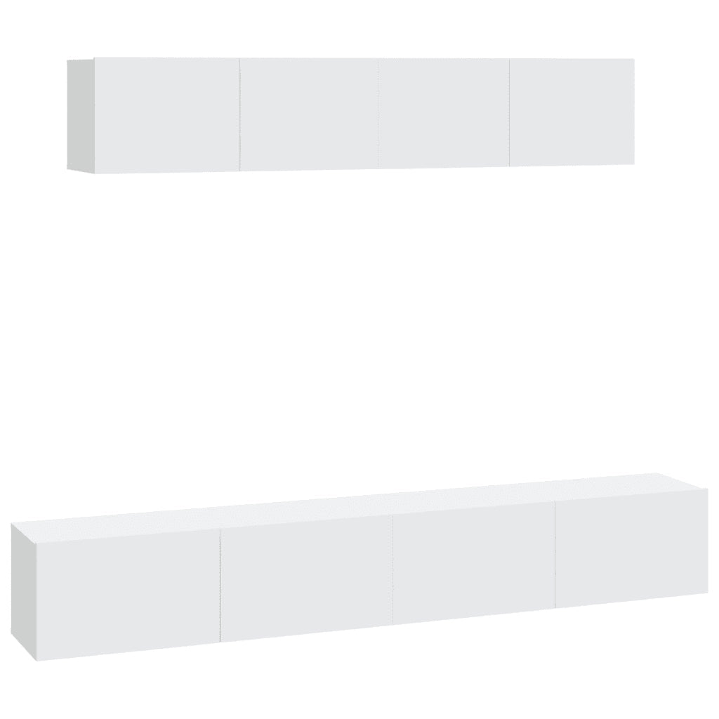 Set di Mobili Porta TV 4 pz-Set di 4 Credenza per TV Bianco in Legno Multistrato 337303