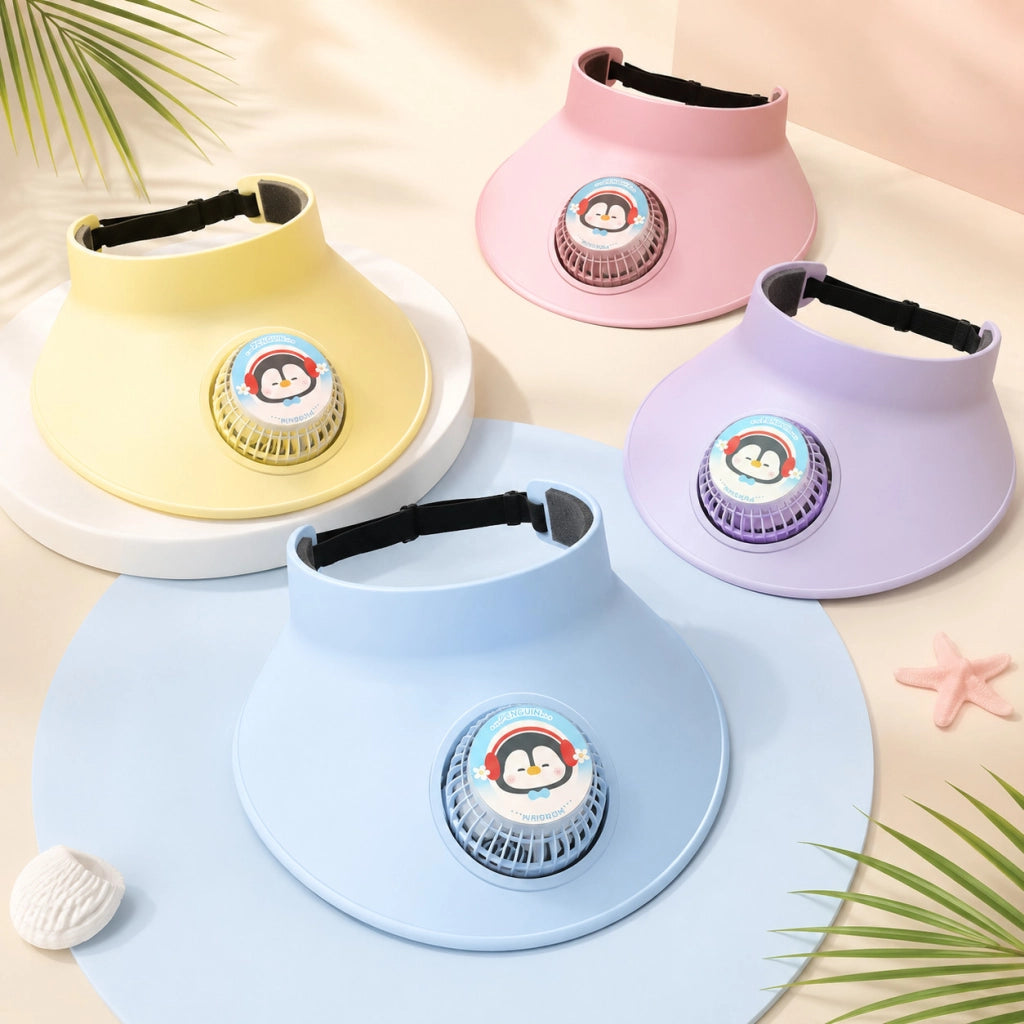 CAPPELLO VISIERA PARASOLE CON VENTILATORE REGOLABILE BAMBINI MARE ESTATE AS-015