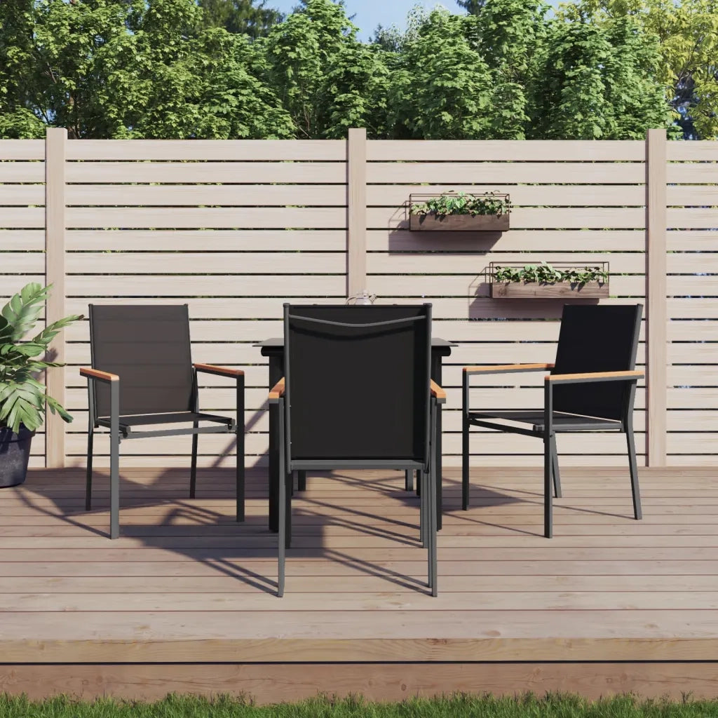 Set da Pranzo da Giardino 5 pz | Set Salotto da Giardino Nero in Textilene e Acciaio