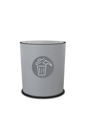 Pattumiera a Bidone con Coperchio Basculante Ø35x40 cm 4 Scomparti 38 L Totali in Metallo Verniciato Grigio