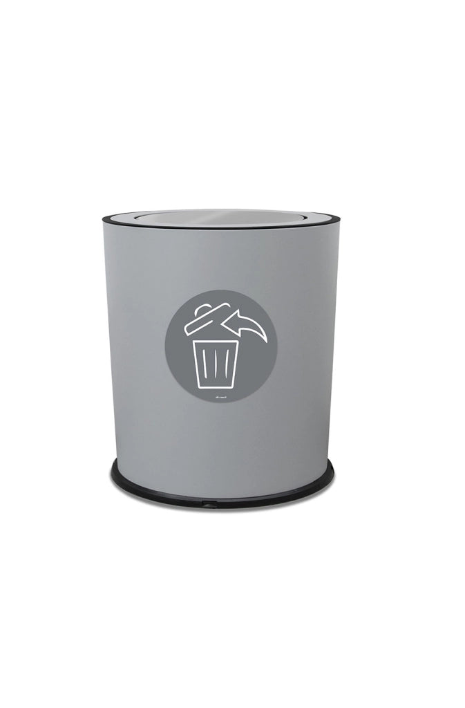 Pattumiera a Bidone con Coperchio Basculante Ø35x40 cm 4 Scomparti 38 L Totali in Metallo Verniciato Grigio