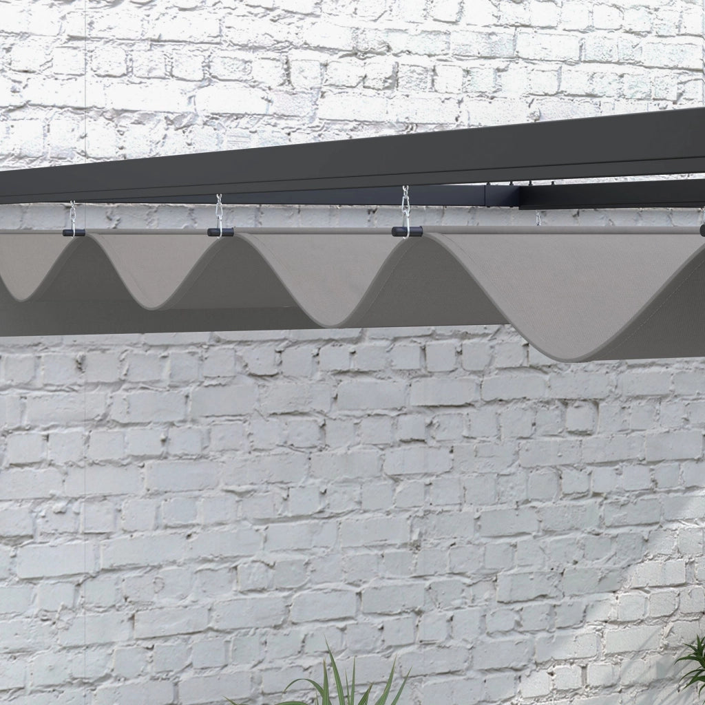 Pergola Gazebo  con Tettuccio Retrattile e Fori di Drenaggio 3x4m in Acciaio e Poliestere Grigio