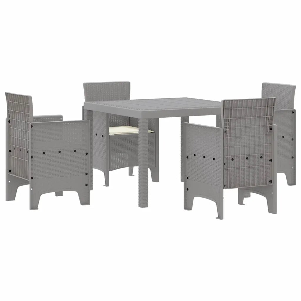 Set da Pranzo per Giardino 5 pcs Grigio chiaro Polipropilene
