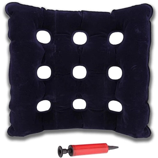 Cuscino Inflatabile - Cuscino Ergonomico con Drenaggio Idraulico - Materiale PVC - Portatile e Respirante - 39x39 cm - Incluso Pompaggio Aria - Cuscino da Sedia