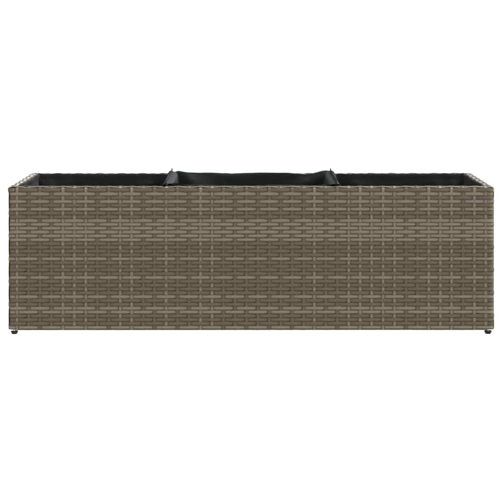 Fioriera rialzata per piante fiori giardino terrazze con 3 vasi set da 2 105 x 30 x 32 cm resina intrecciata grigia 02_0038857