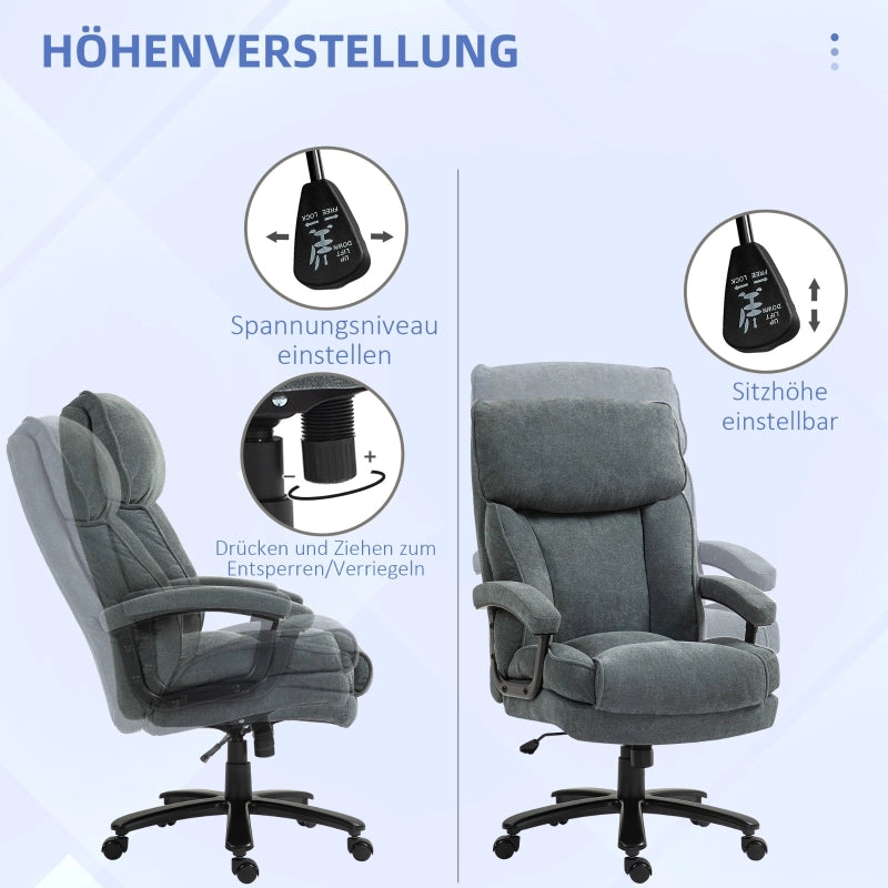 Sedia da ufficio ergonomica con funzione dondolo e altezza regolabile, supporto fino a 200 kg in poliestere grigio