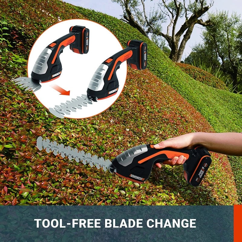 Forbice Tagliaerba e Tagliasiepi 4 in 1 20V senza Batteria per Rifinitura Giardino - Worx